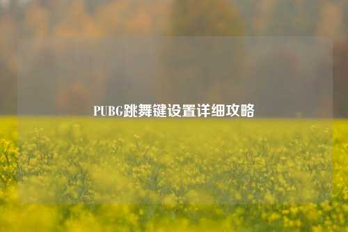 PUBG跳舞键设置详细攻略