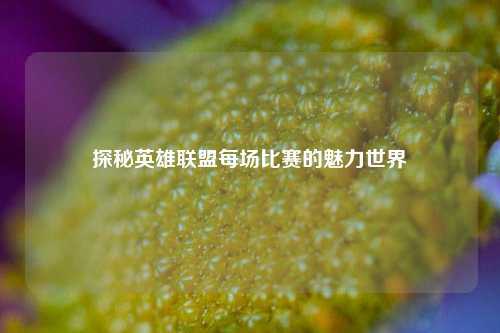 探秘英雄联盟每场比赛的魅力世界