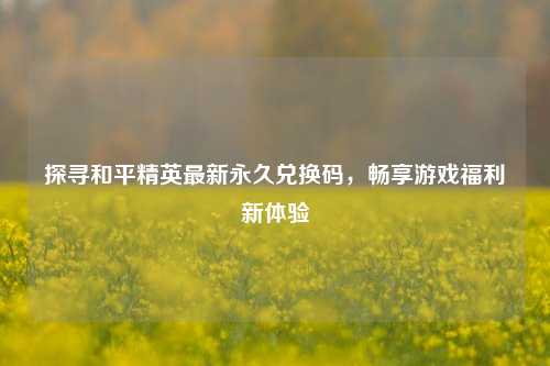 探寻和平精英最新永久兑换码，畅享游戏福利新体验