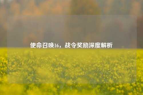 使命召唤16，战令奖励深度解析