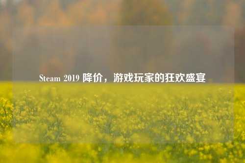 Steam 2019 降价，游戏玩家的狂欢盛宴