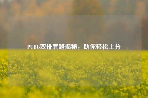 PUBG双排套路揭秘，助你轻松上分