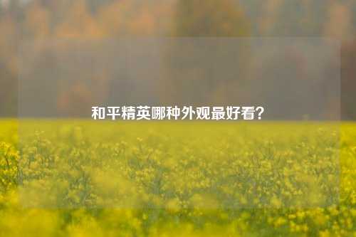 和平精英哪种外观最好看？