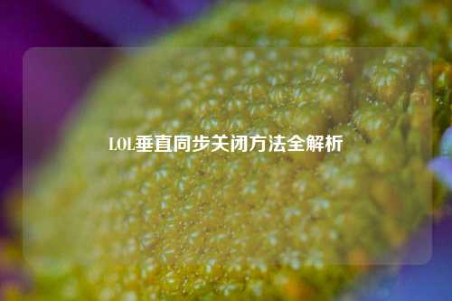 LOL垂直同步关闭方法全解析