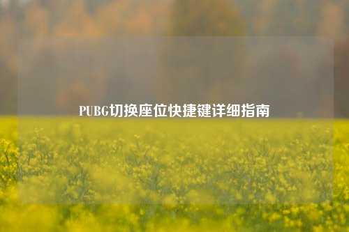 PUBG切换座位快捷键详细指南