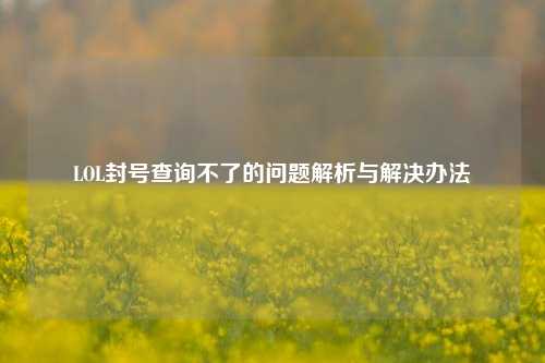 LOL封号查询不了的问题解析与解决办法