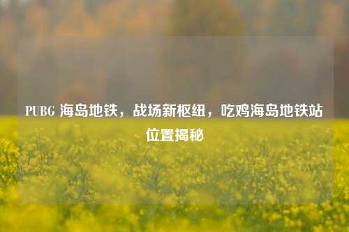 PUBG 海岛地铁，战场新枢纽，吃鸡海岛地铁站位置揭秘