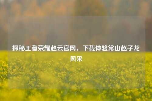 探秘王者荣耀赵云官网，下载体验常山赵子龙风采
