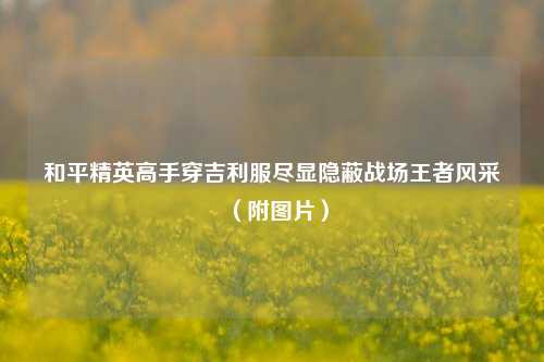 和平精英高手穿吉利服尽显隐蔽战场王者风采（附图片）