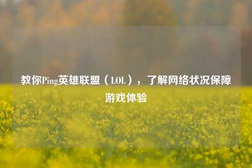 教你Ping英雄联盟（LOL），了解网络状况保障游戏体验
