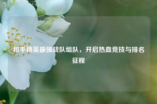 和平精英最强战队组队，开启热血竞技与排名征程