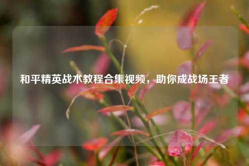 和平精英战术教程合集视频,助你成战场王者