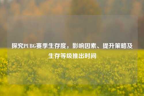 探究PUBG赛季生存度，影响因素、提升策略及生存等级推出时间