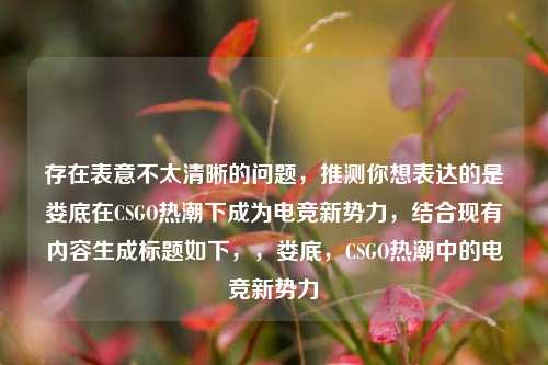 存在表意不太清晰的问题,推测你想表达的是娄底在CSGO热潮下成为电竞新势力,结合现有内容生成标题如下,,娄底,CSGO热潮中的电竞新势力