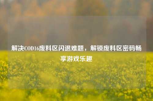 解决COD16废料区闪退难题，解锁废料区密码畅享游戏乐趣