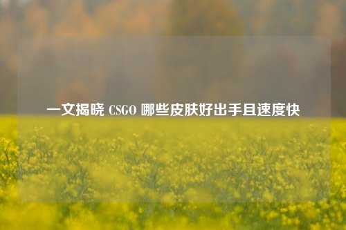 一文揭晓 CSGO 哪些皮肤好出手且速度快