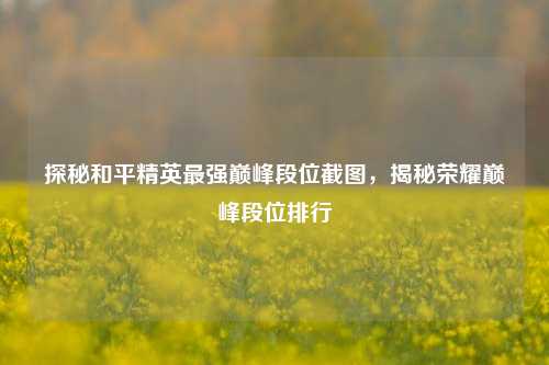 探秘和平精英最强巅峰段位截图，揭秘荣耀巅峰段位排行