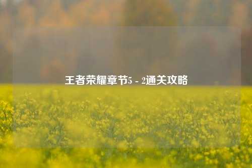 王者荣耀章节5 - 2通关攻略