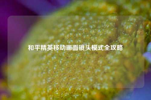 和平精英移动画面镜头模式全攻略