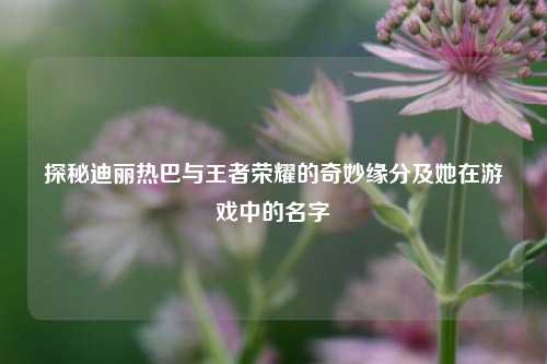探秘迪丽热巴与王者荣耀的奇妙缘分及她在游戏中的名字