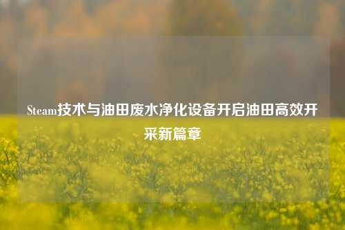 Steam技术与油田废水净化设备开启油田高效开采新篇章
