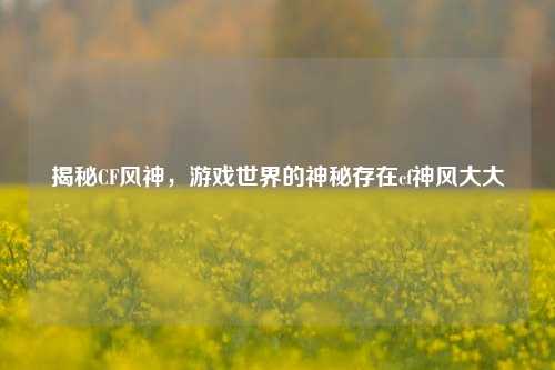 揭秘CF风神,游戏世界的神秘存在cf神风大大