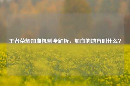 王者荣耀加血机制全解析,加血的地方叫什么?