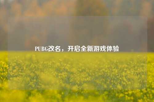 PUBG改名,开启全新游戏体验