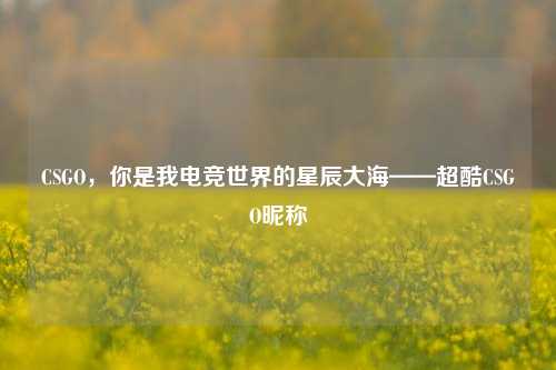 CSGO,你是我电竞世界的星辰大海——超酷CSGO昵称
