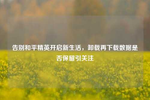 告别和平精英开启新生活,卸载再下载数据是否保留引关注