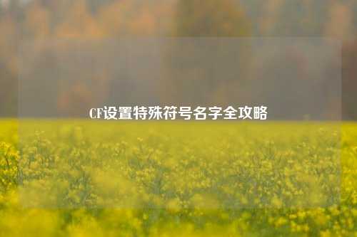 CF设置特殊符号名字全攻略