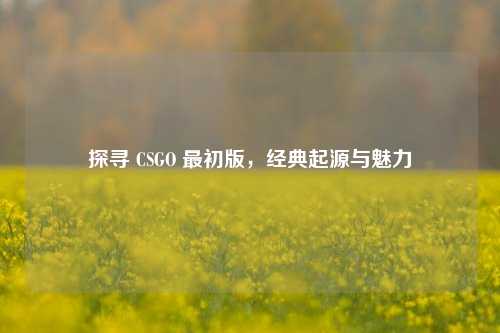 探寻 CSGO 最初版,经典起源与魅力