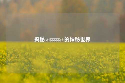揭秘 di88888cf 的神秘世界