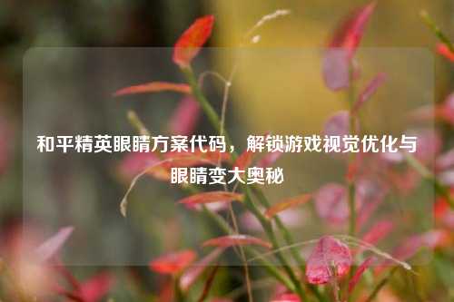 和平精英眼睛方案代码,解锁游戏视觉优化与眼睛变大奥秘