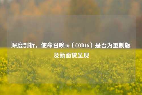 深度剖析,使命召唤16(COD16)是否为重制版及新面貌呈现