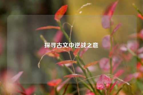 探寻古文中逆战之意