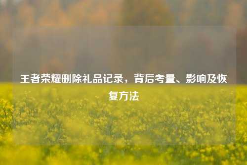 王者荣耀删除礼品记录,背后考量、影响及恢复方法