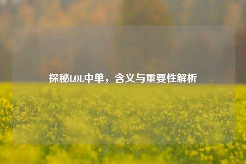 探秘LOL中单,含义与重要性解析