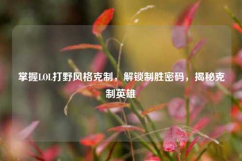 掌握LOL打野风格克制，解锁制胜密码，揭秘克制英雄