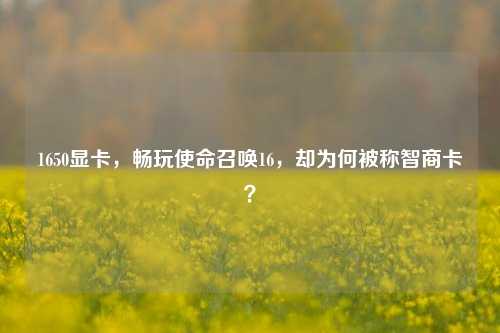 1650显卡,畅玩使命召唤16,却为何被称智商卡?