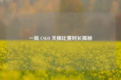 一局 CSGO 天梯比赛时长揭秘