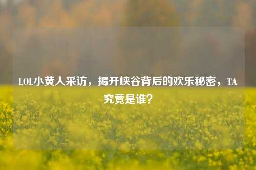 LOL小黄人采访,揭开峡谷背后的欢乐秘密,TA究竟是谁?