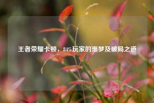 王者荣耀卡顿,84%玩家的噩梦及破局之道